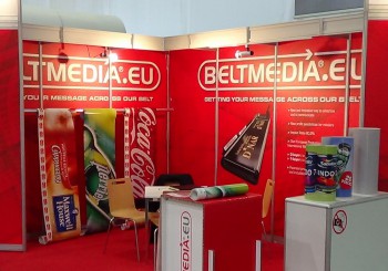 bedrukte kassaband BELTMEDIA booth op EUROPSHOP FT